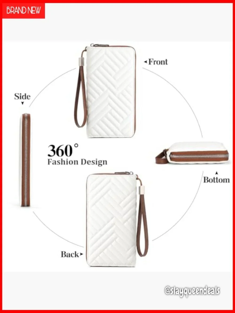 Large Capacity Vegan Leather RFID Blocking Wallet with Wristlet